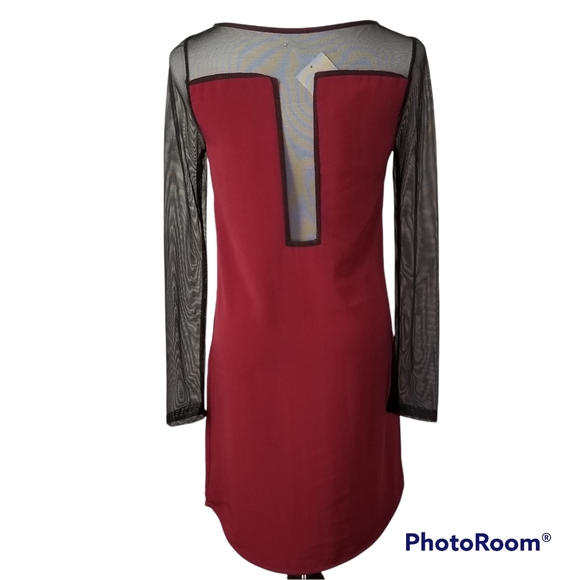 LUSH Dress Party Deep Plum Red Black Mesh Sleeve & Trim Brand New Sml/Med - Picture 5 of 12